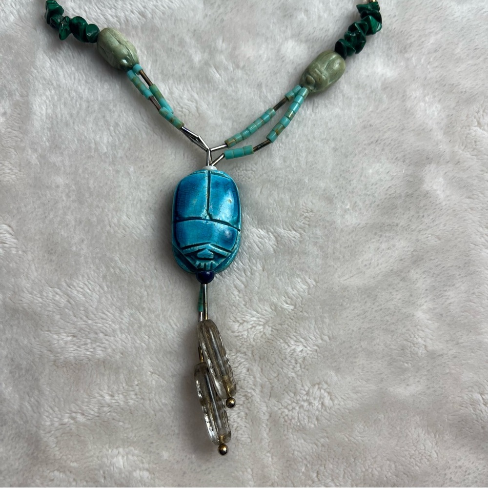 Turquoise Scarab Beaded Necklace